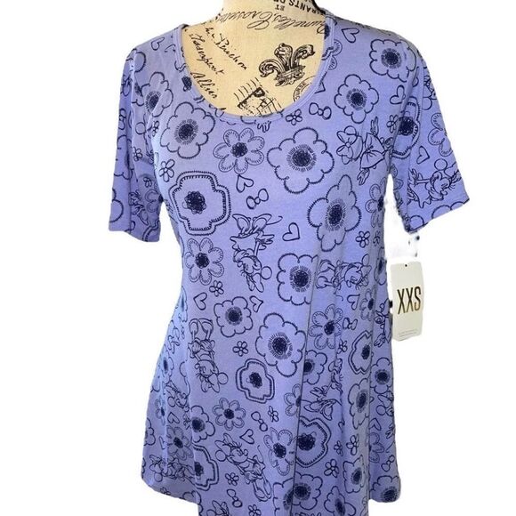 LuLaRoe XXS Perfect Tee • Disney’s Minnie Mouse • Purple • Rare Print • BNWT - Picture 1 of 12